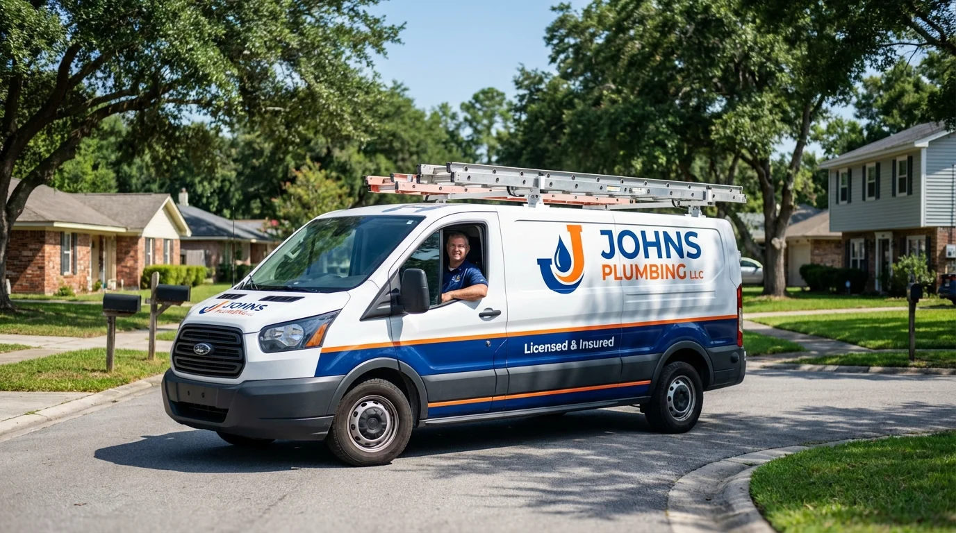 Johns Plumbing LLC service van in Fort Meade, FL
