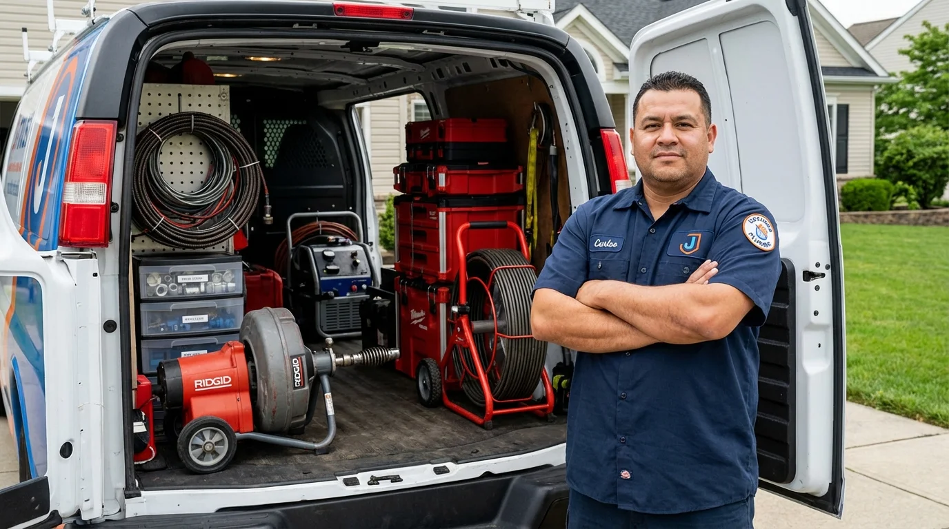 Professional drain cleaning equipment and Johns Plumbing LLC plumber in Fort Meade