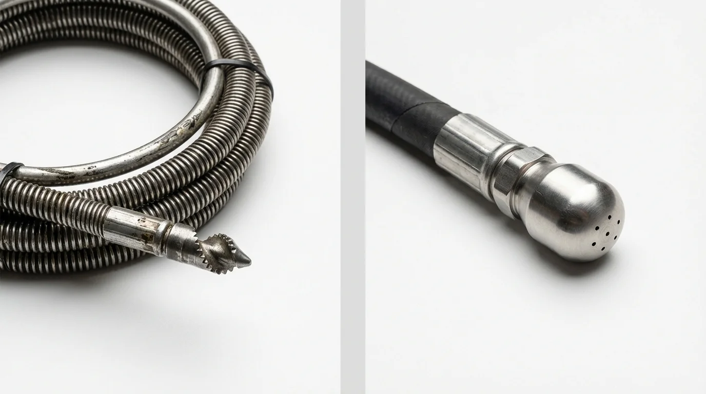 Drain snake cable and hydro jetting nozzle used for drain cleaning in Fort Meade, FL